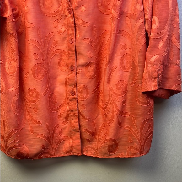 Alfred Dunner Vibrant Orange Button-Up Blouse size 22W - Picture 3 of 6